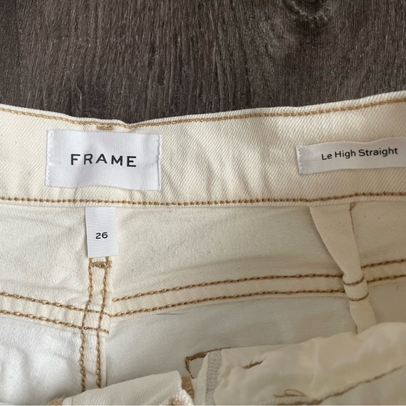 Frame Le High Straight Blanc Multi Ivory Beige Denim Jeans (6) - Picture 4 of 12